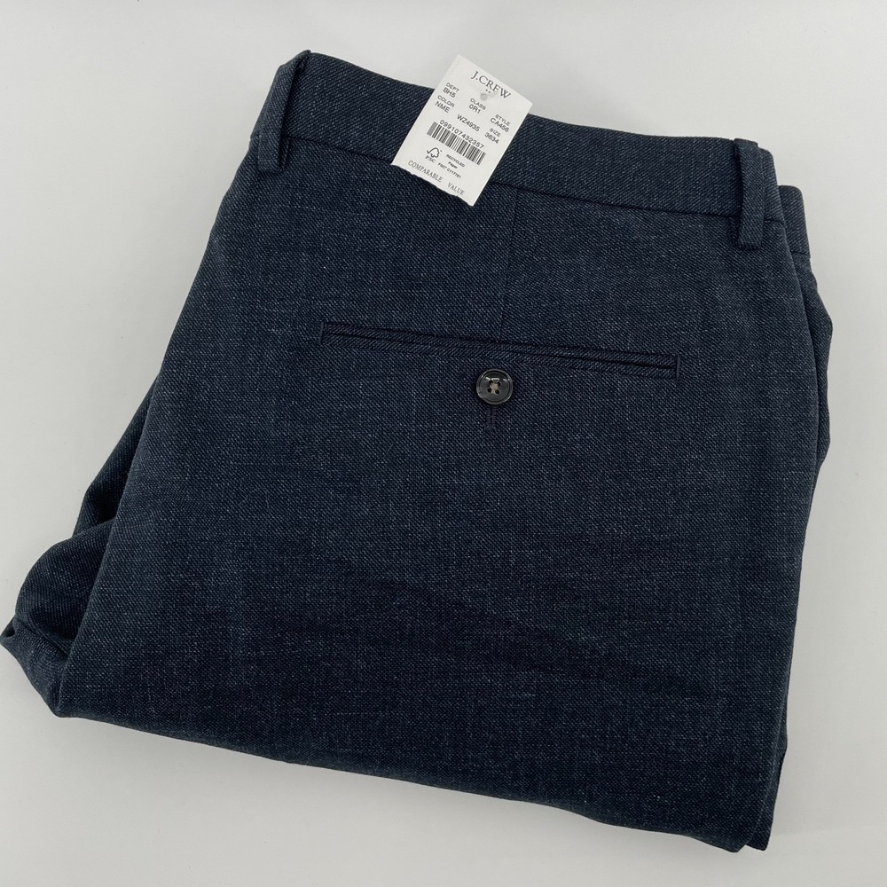 J Crew Thompson Men's Dress Pants Size 36x34 Navy Blue Tapered Fit NEW